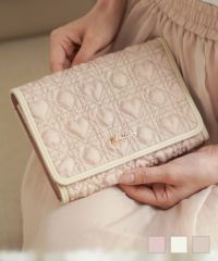 オリジナルハートキルティングウォレット＆マルチケースlerevevanillerローズピンク/スノーホワイト/ストロベリーミルク