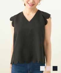 スカラップ Vネック ブラウス Liala×PG