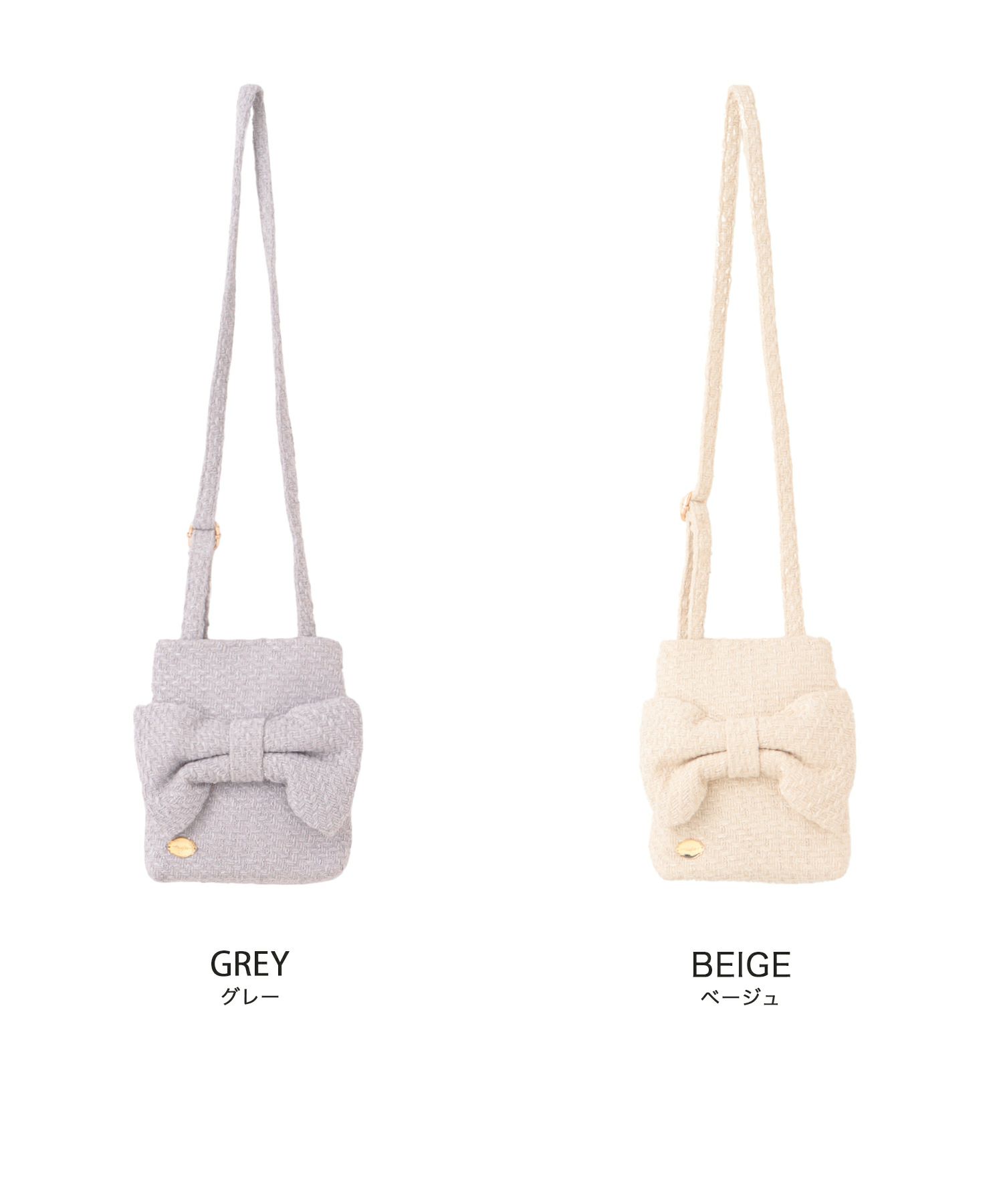 ショルダーバッグ リボン 秋冬 上品/グレー/ベージュ/F