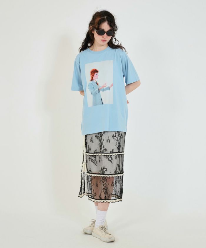 フラワーレース スリット入りスカート TINA：JOJUN 全2色