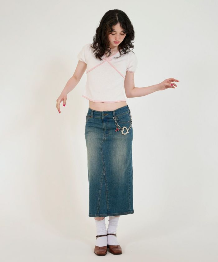 FINAL-SALE 配色 半袖ニットプルオーバー TINA：JOJUN 全2色