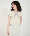 FINAL-SALE 配色 半袖ニットプルオーバー TINA：JOJUN 全2色
