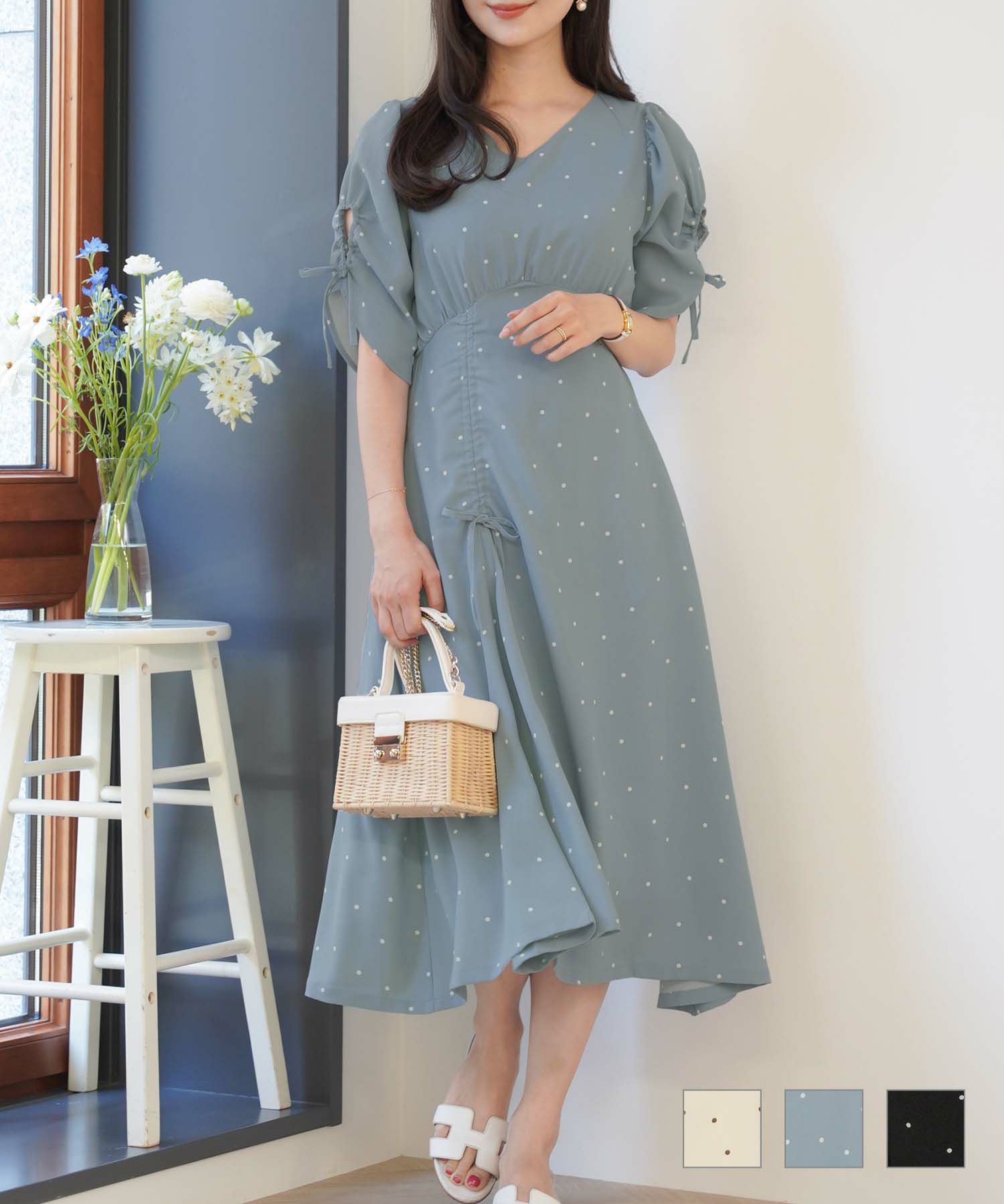 ワンピース レディース フレアワンピース ひざ丈 長袖 ハイネック フレア Aライン アシンメトリー リボン ベルト ウエストマーク ウエストリボン  ハイウエスト ボタン かわいい 大人可愛い シンプル 上品 おしゃれ こなれ感 ラフ ラブリー キュート ガーリー エレガント ... [ビーエヌワン セレクト] ワンピース ロールアップ スリーブ 膝丈 半袖 ウエスト リボン 付き レディース