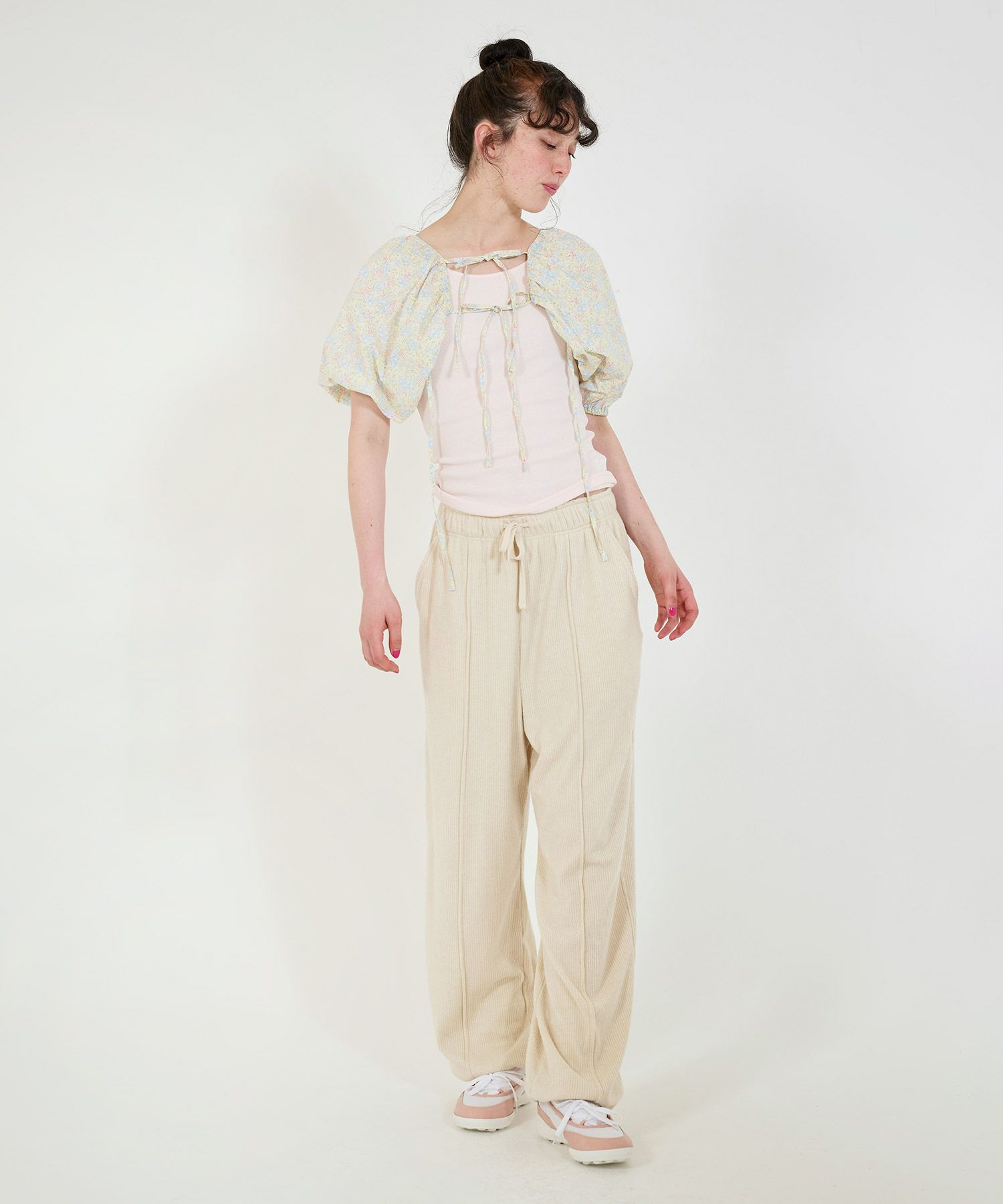 ボレロ/レースアップボレロ/小花柄/リボン