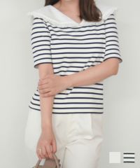 限定Price！SALE フリル セーラー ハーフスリーブ カットソー