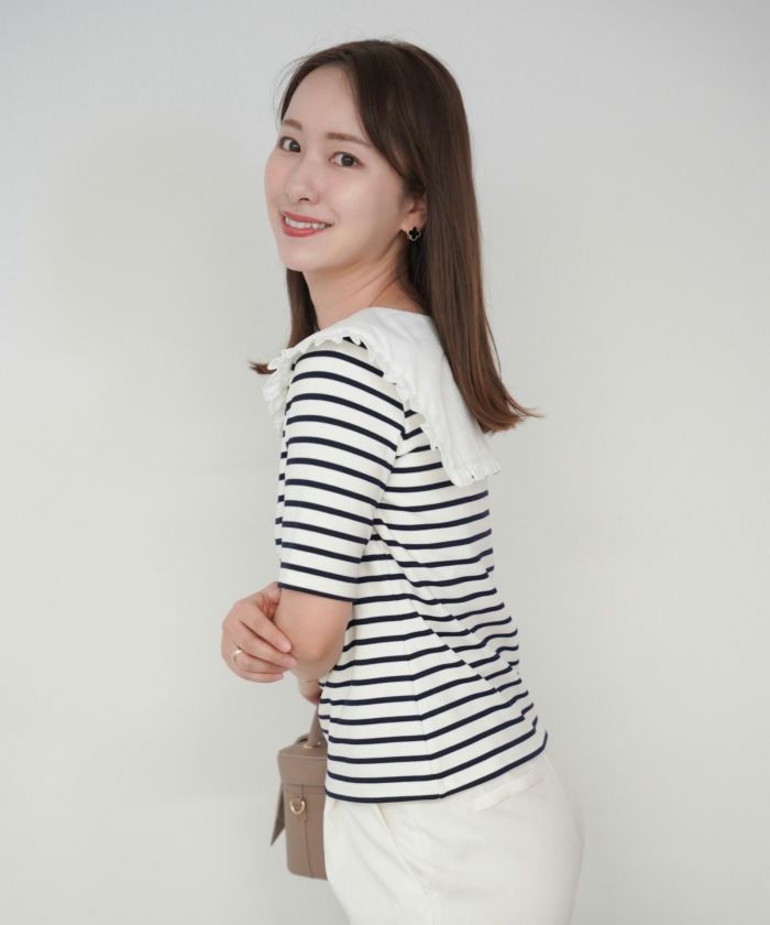 限定Price！SALE フリル セーラー ハーフスリーブ カットソー