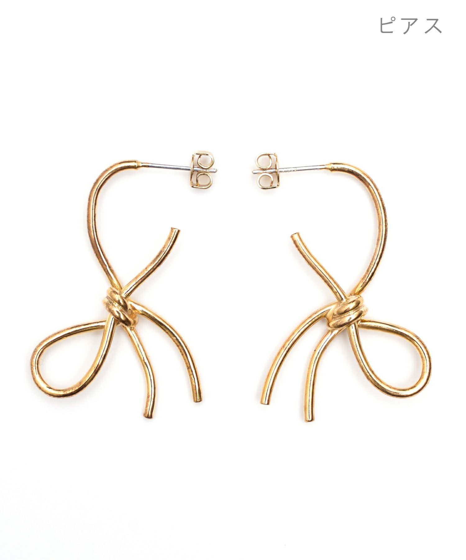シンプル リボン ピアス イヤリング Simple Ribbon Pierce Earring