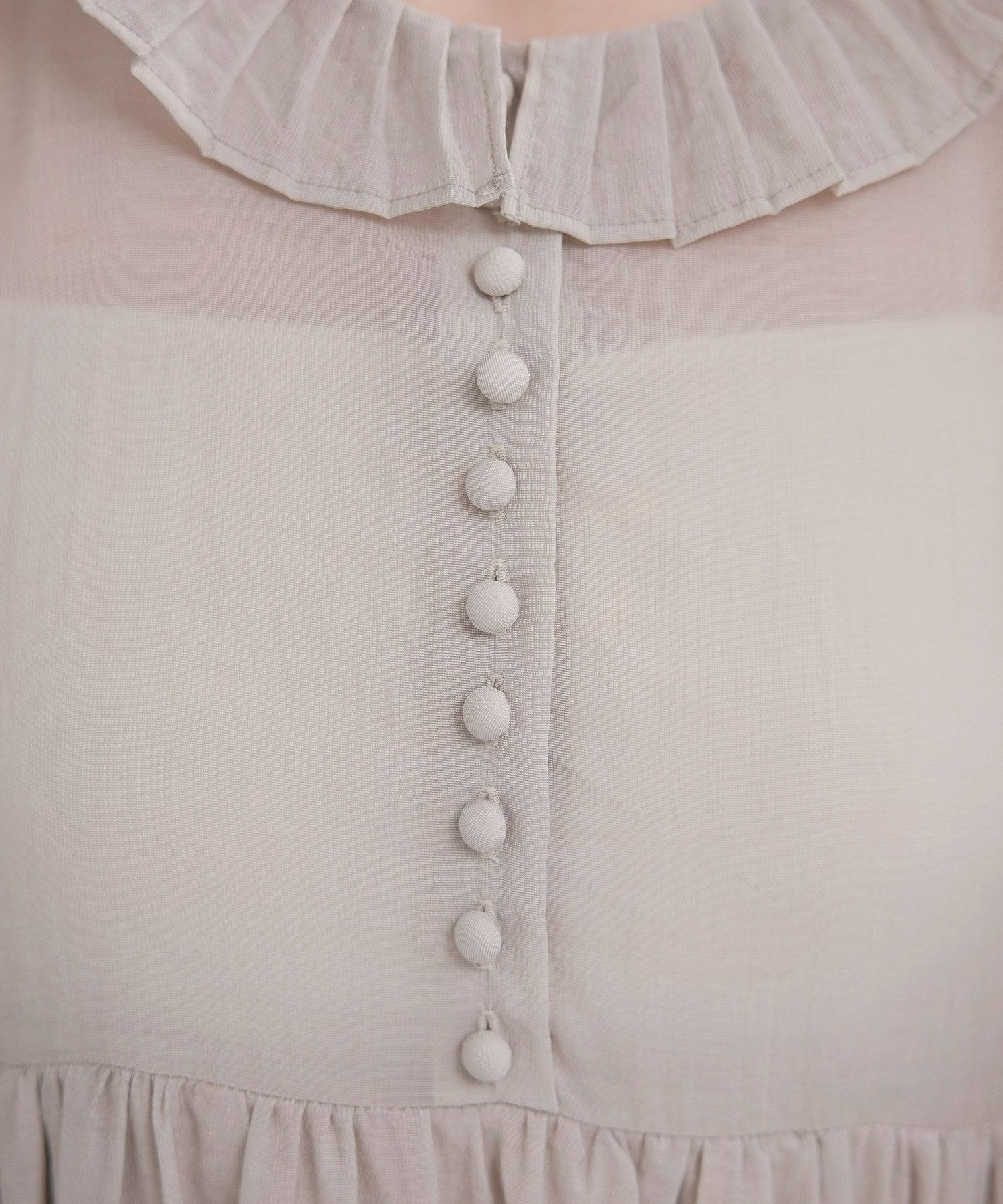 フェミニン ワンピース トレンド シースルー パフスリーブ クラシカル ハイウエスト/オフホワイト/グレージュ/ダークブラウン/M