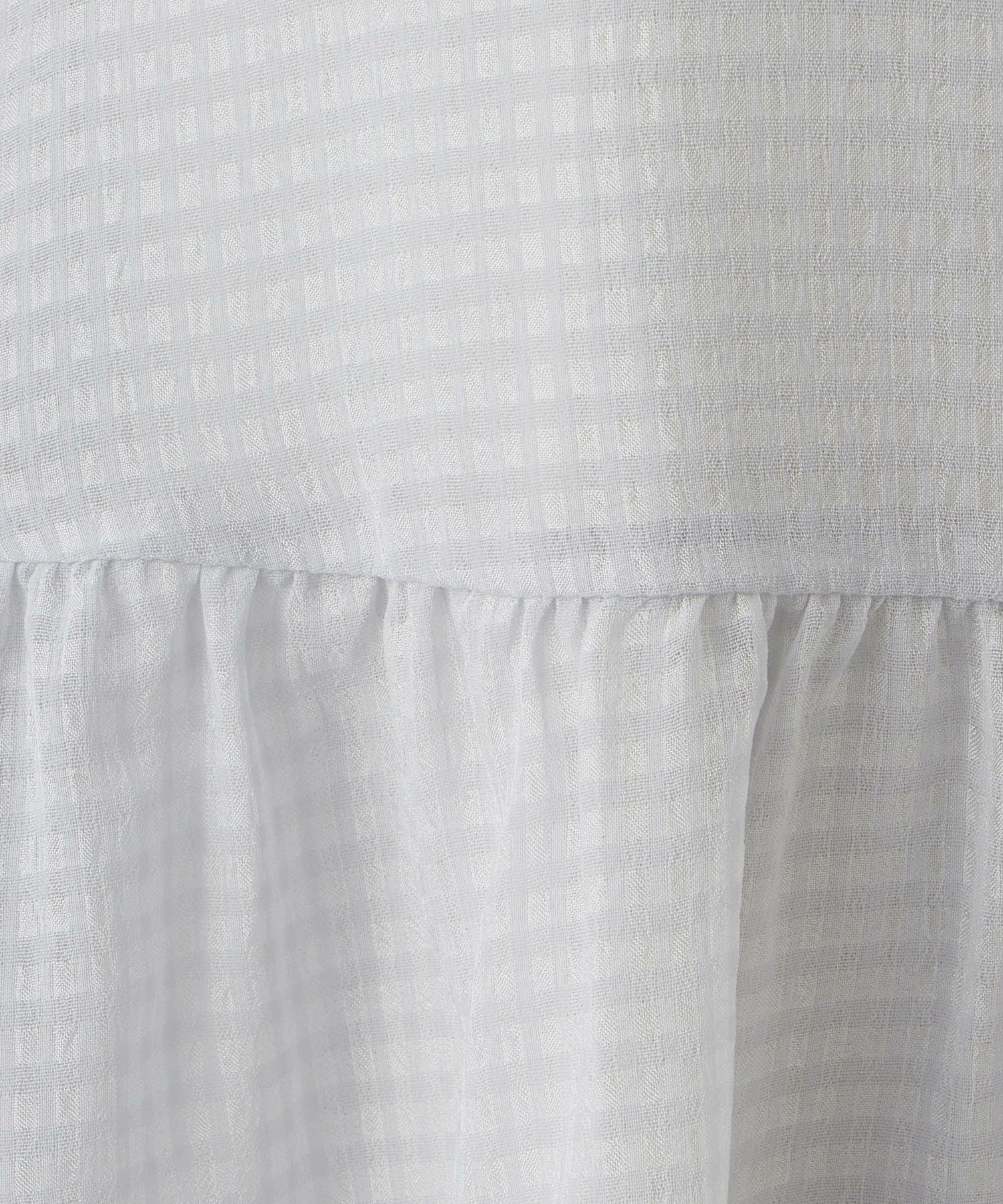 トップス/シアー/チェック/リボン/ブラウス/ホワイト/ライトグレー/ブラック/M