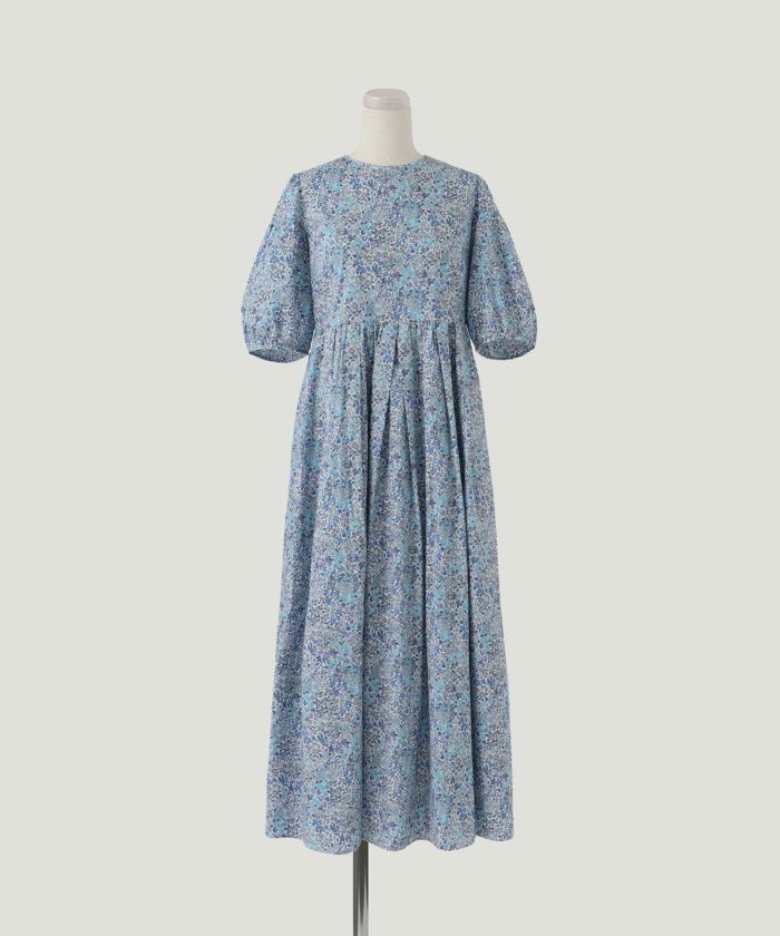 お歳暮 のし パフスリーブ HUIT Fabric Liberty with Made ワンピース ロング ワンピース