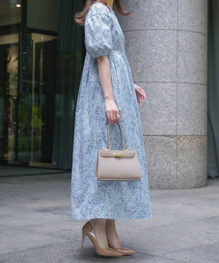 パフスリーブ ロング ワンピース Made with Liberty Fabric HUIT