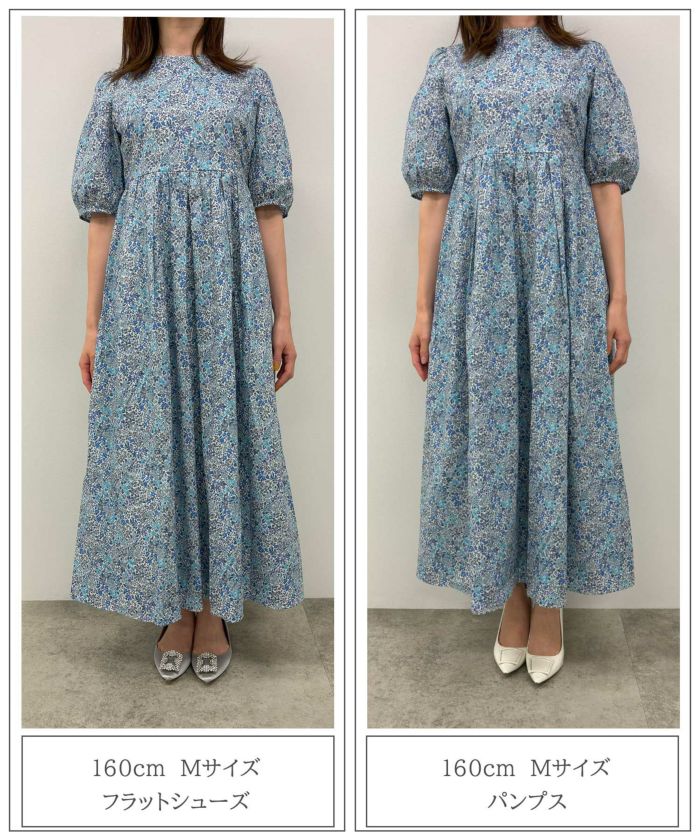 パフスリーブ ロング ワンピース Made with Liberty Fabric HUIT