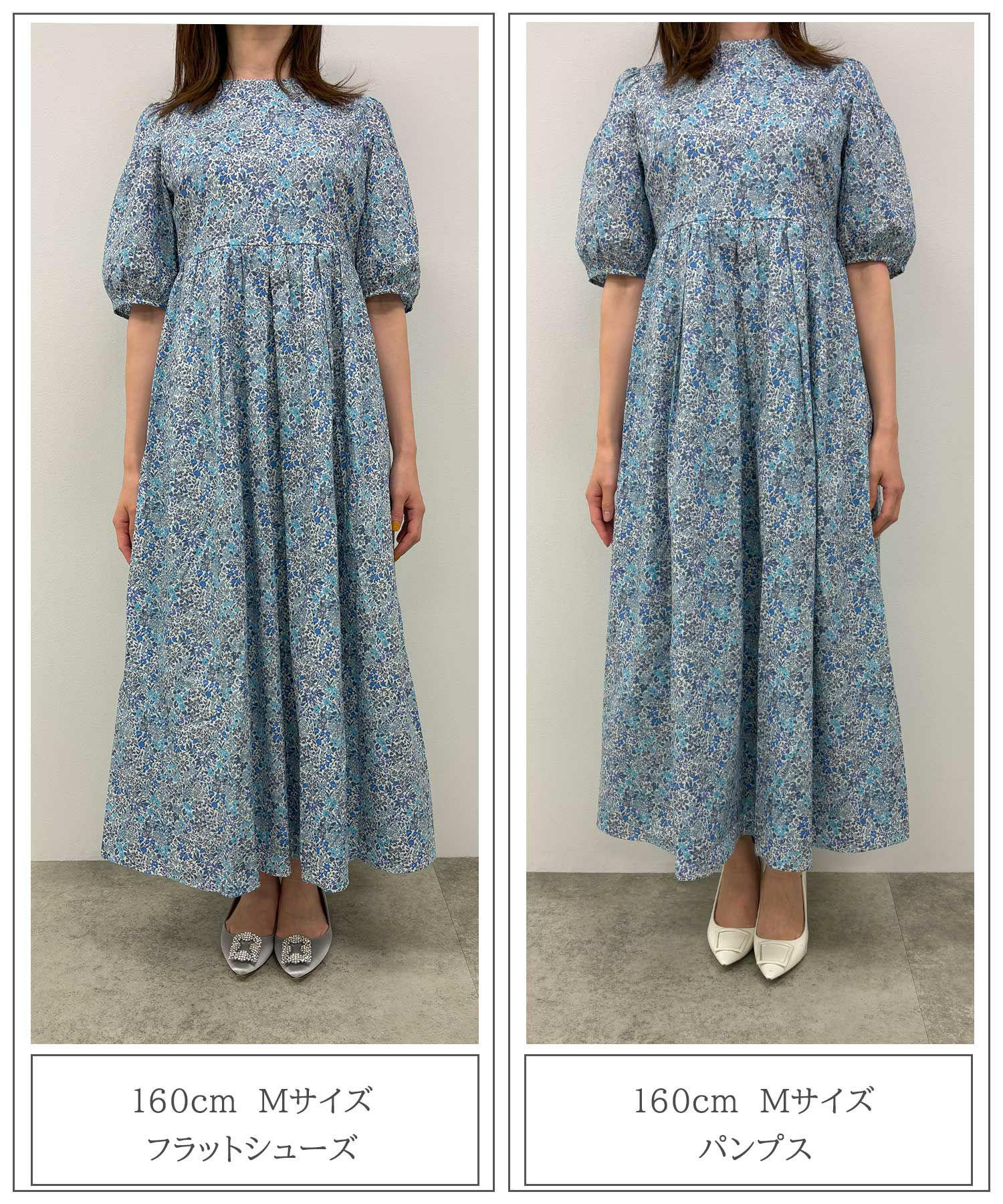 パフスリーブ ロング ワンピース Made with Liberty Fabric HUIT 全2色  