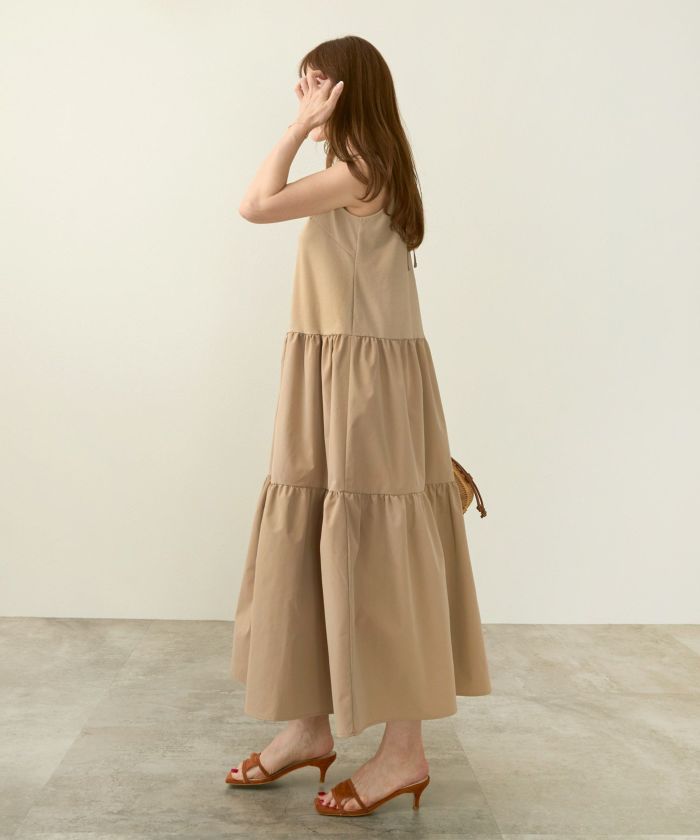 バックVリボン ノースリ ティアード ワンピース Liala×PG 全3色