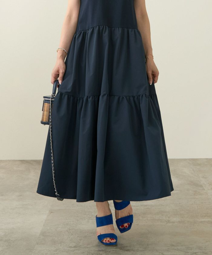 バックVリボン ノースリ ティアード ワンピース Liala×PG 全3色