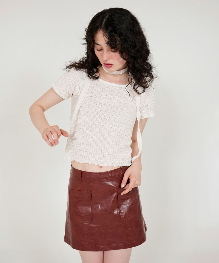 トップス Tina:Jojun セール】カシュクール風 レーストップス TINA：JOJUN（Tシャツ