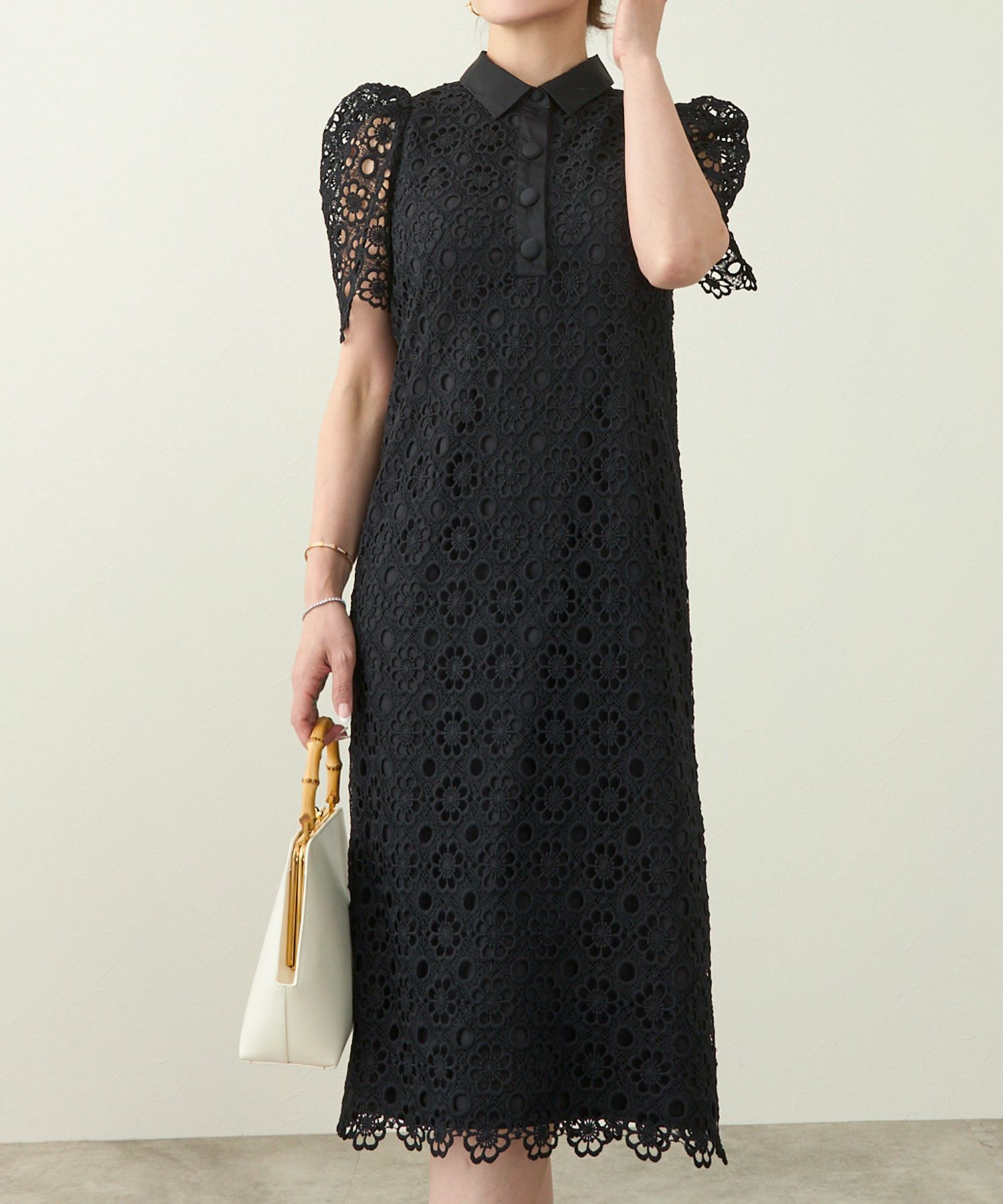 手洗い可 コーデ お呼ばれ 上品 清楚 夏 半袖 レディース おしゃれ 白黒 オフィス かわいい 大人 きれいめ ジョイントスペース