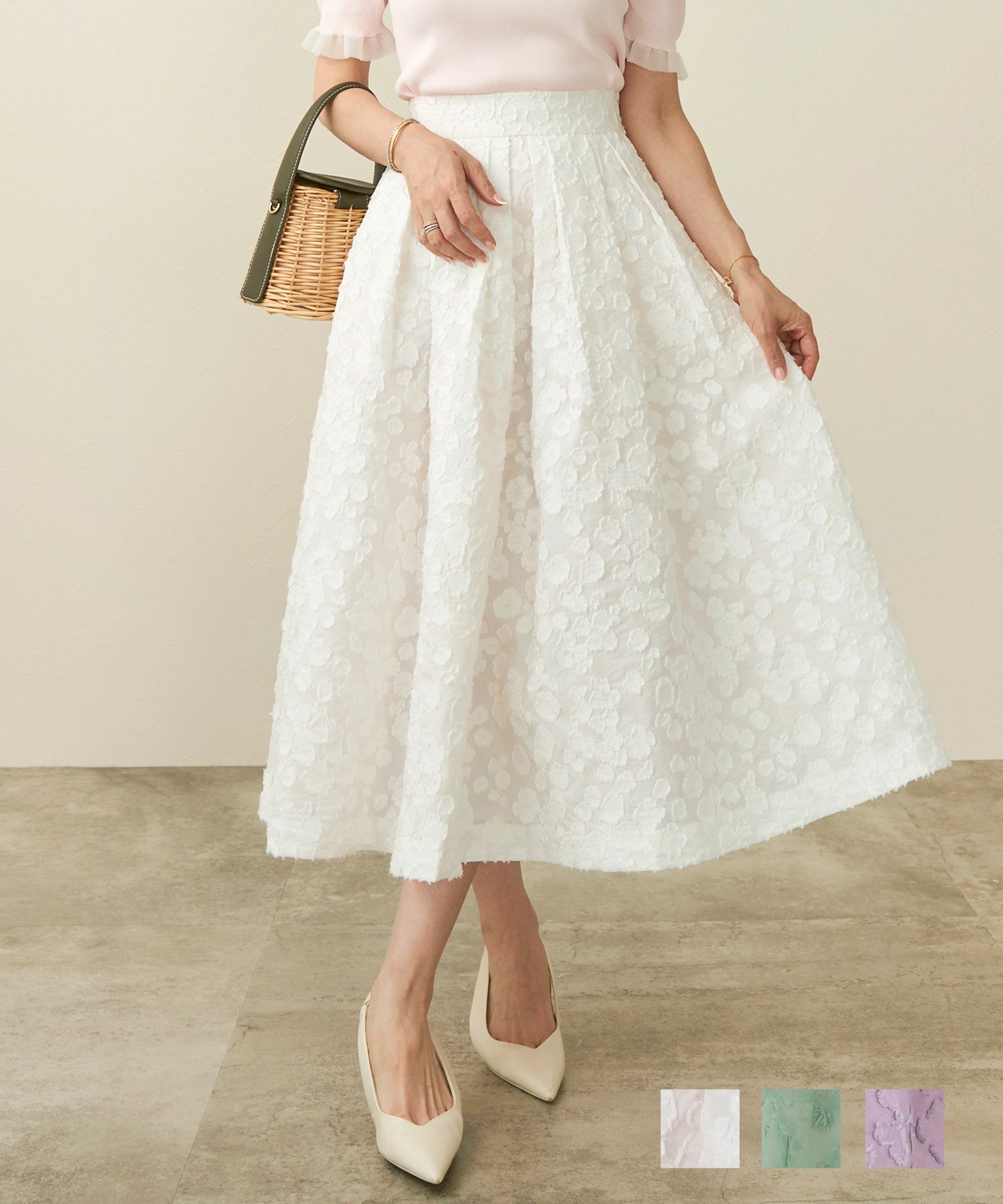 ジャガードふんわりフレアスカートLiala×PG