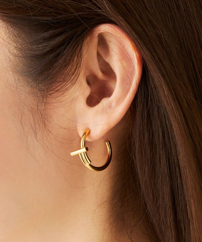 T フープ ピアス イヤリング T Hoop Pierce Earring