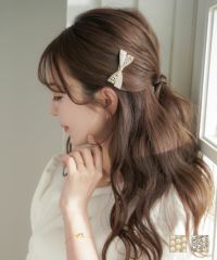 リボンモチーフヘアクリップ lerevevaniller パール/ビジュー