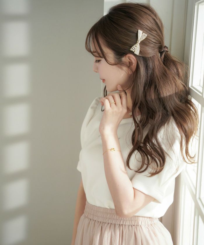 レディース/セレクト/ヘアピン/髪留め/リボン/パール/ビジュー/ヘアクリップ/かわいい/上品/エレガント/フェミニン/ヘアアクセサリー/アレンジ/プレゼント/贈り物/ギフト/出産祝い/10代/20代/30代/40代/大人/デイリー/髪飾り