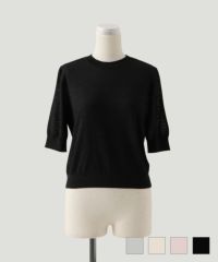 GW-SALE バック パール ベーシック ラメ ニット トップス HUIT