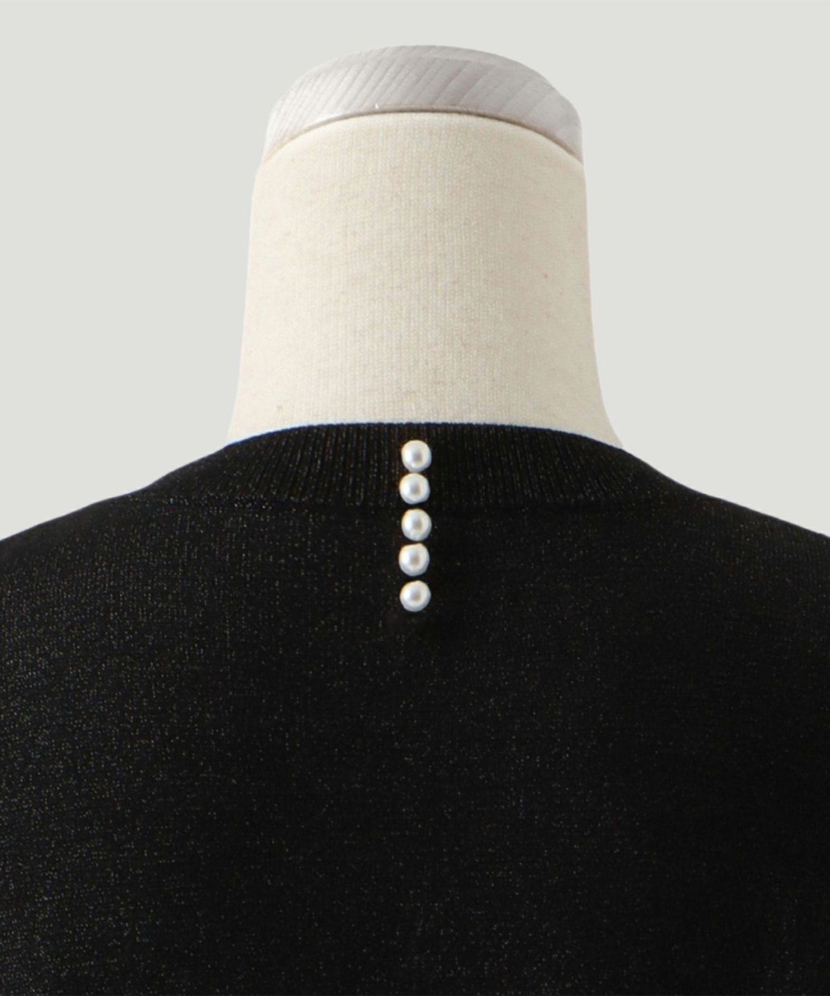 トップス/バック/パール/ベーシック/ラメ/ニット/トップス/杢グレー/ベージュ/ピンクベージュ/ブラック/M