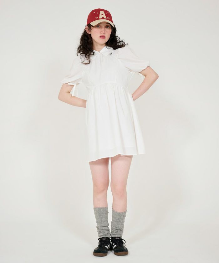 GW-SALE ボリュームスリーブ ミニ丈ワンピース TINA：JOJUN 全2