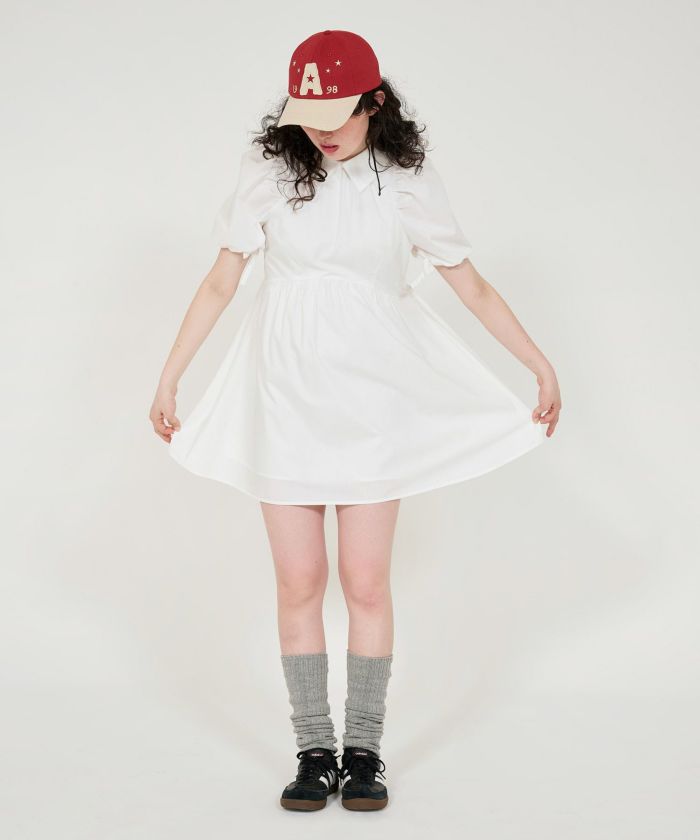 GW-SALE ボリュームスリーブ ミニ丈ワンピース TINA：JOJUN 全2