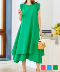 袖フリル リラックスフレア ワンピース Prima Scherrer 全3色｜psc321