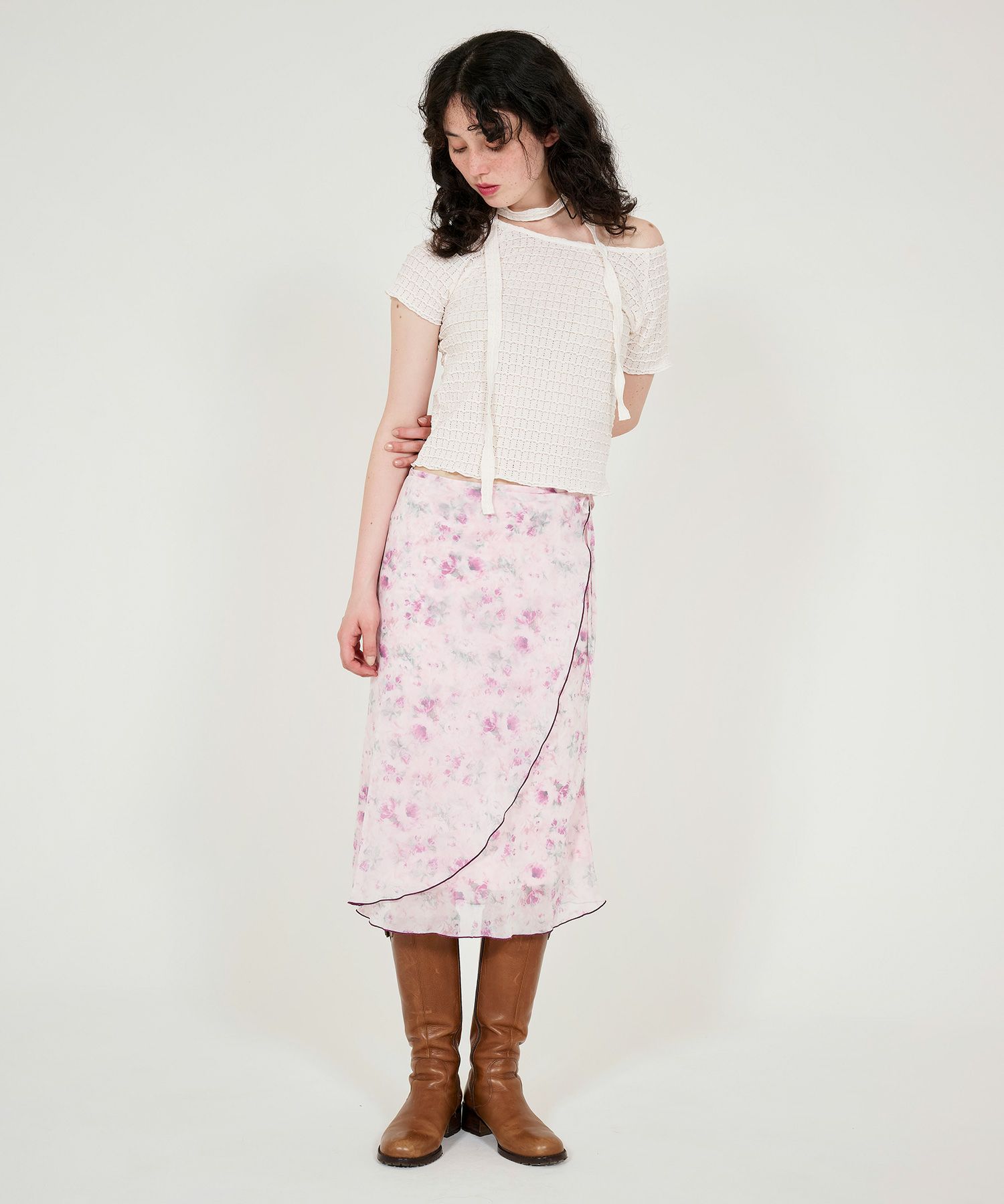 ラップ風 花柄スカート TINA：JOJUN 全2色｜tnj621-0853【1  