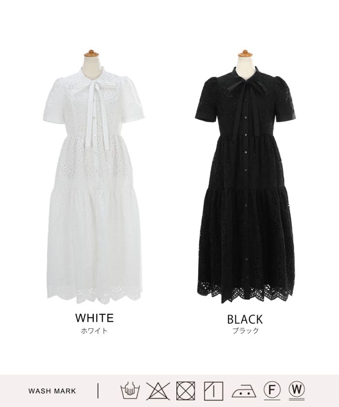 SUMMER-SALE コットンレース スカラップヘム ボウタイ