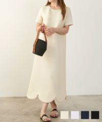 ダンボールニットスカラップヘムワンピース半袖Liala×PG