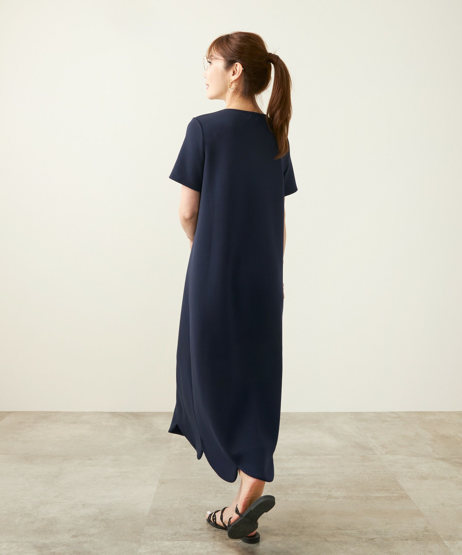 新色追加手洗い可日本製ワンピーススカラップロングレディースかわいい大人半袖無地春夏秋動きやすいジョイントスペース