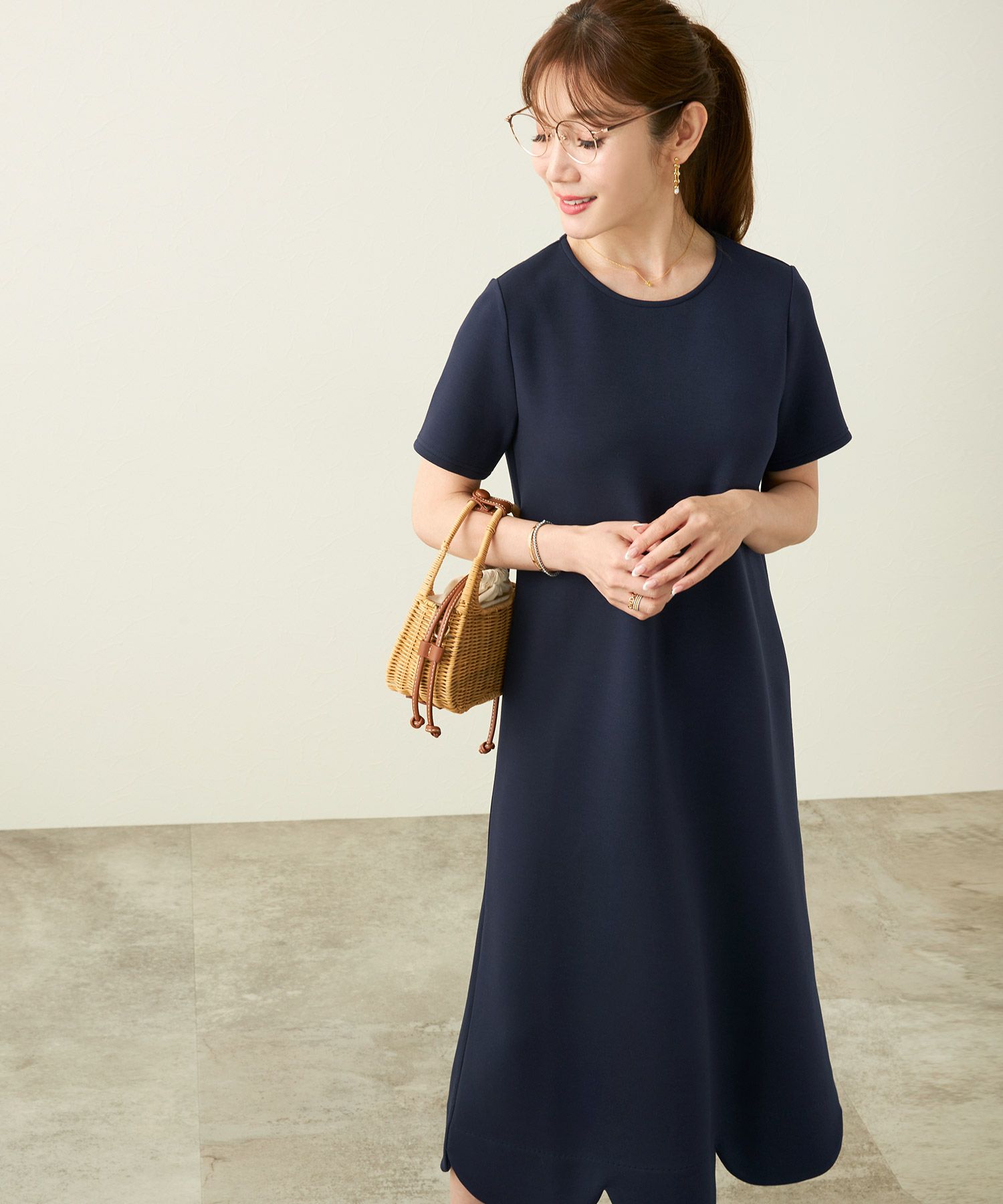 新色追加手洗い可日本製ワンピーススカラップロングレディースかわいい大人半袖無地春夏秋動きやすいジョイントスペース