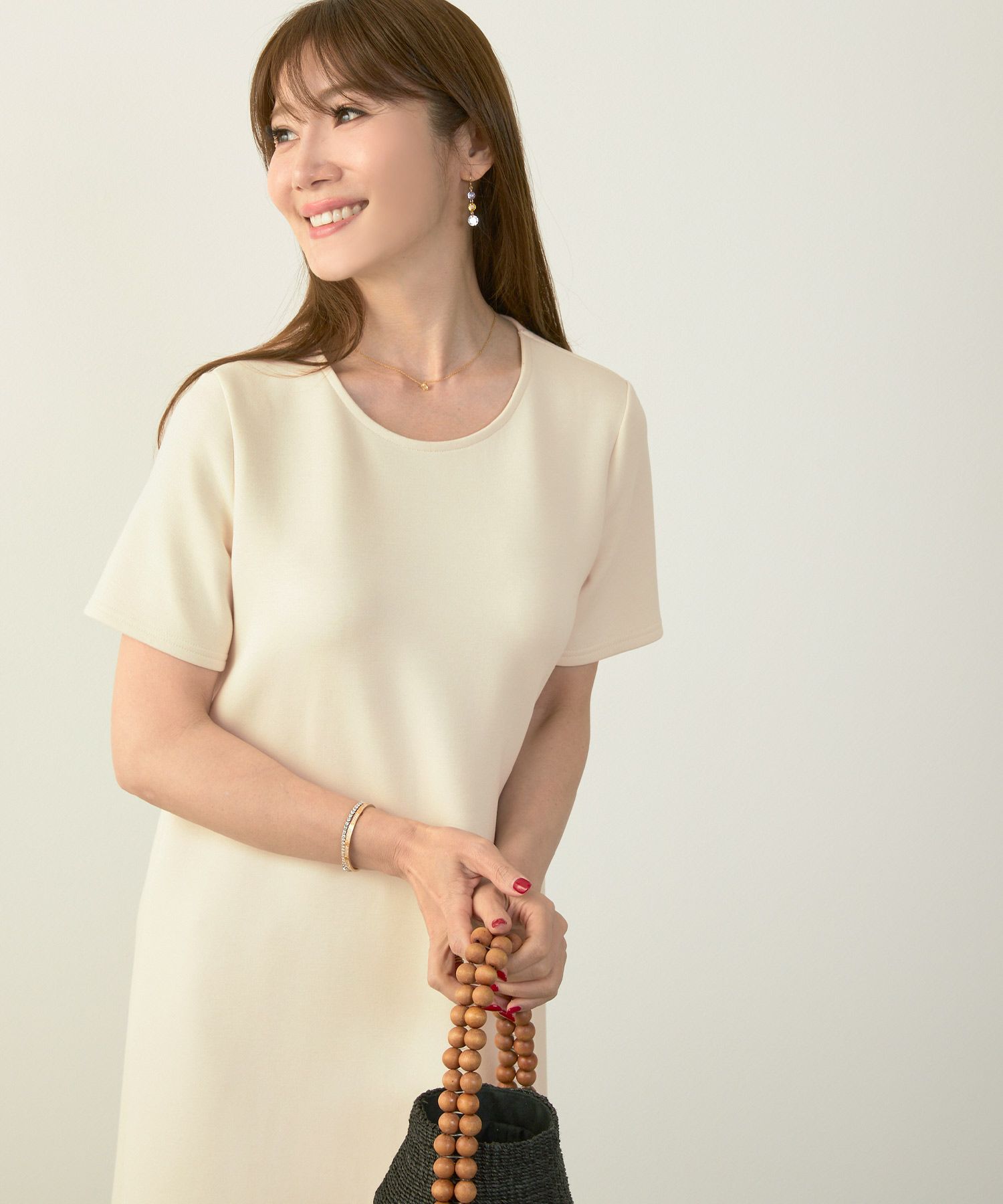 新色追加手洗い可日本製ワンピーススカラップロングレディースかわいい大人半袖無地春夏秋動きやすいジョイントスペース