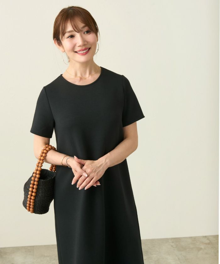 Liala×PG ダンボールニットスカラップヘムワンピース 半袖　黒M ダンボールニット スカラップヘム ワンピース 半袖 Liala×PG 全4