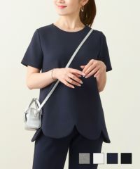 ダンボールニット スカラップヘム プルオーバー 半袖 Liala×PG