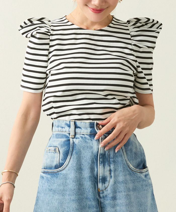 猫耳風スリーブ カットソー ８分袖 Liala×PG ピンクミックス Mサイズ 猫耳風スリーブ カットソー 半袖 Liala×PG 全6色｜lpg531-1961
