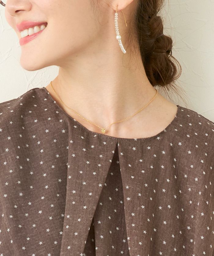 イタリア製　ANNA MOLINARI ウールフリースノースリーブブラウス SUMMER-SALE シアー星プリント ティアード ブラウス
