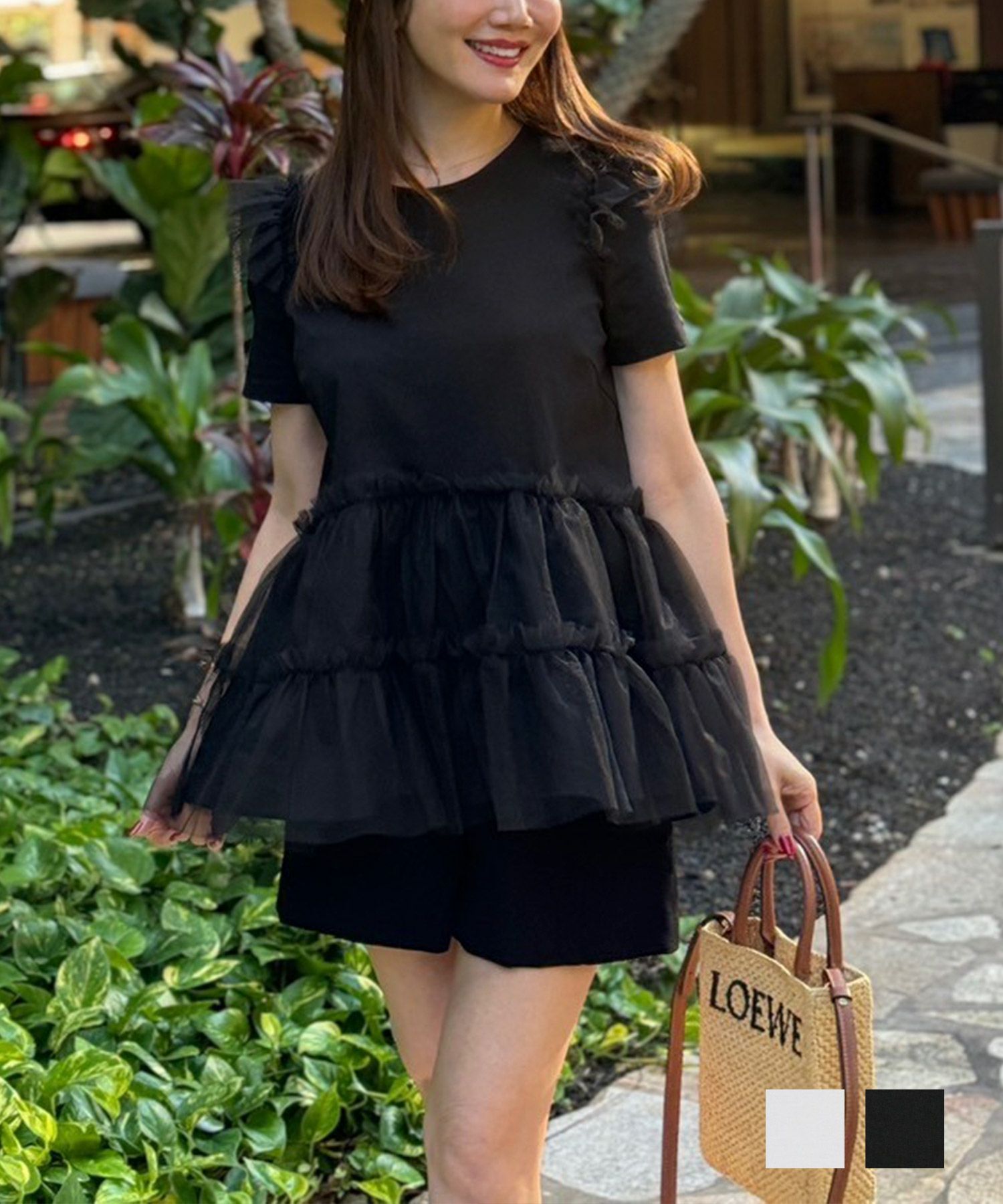 チュールティアードカットソープルオーバー