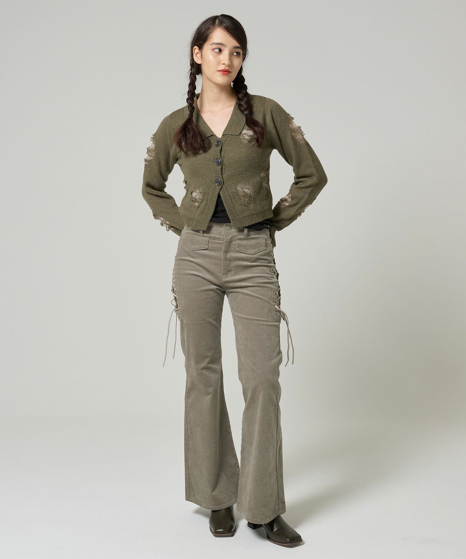 カーディガン/ニット/トップス/ダメージ風