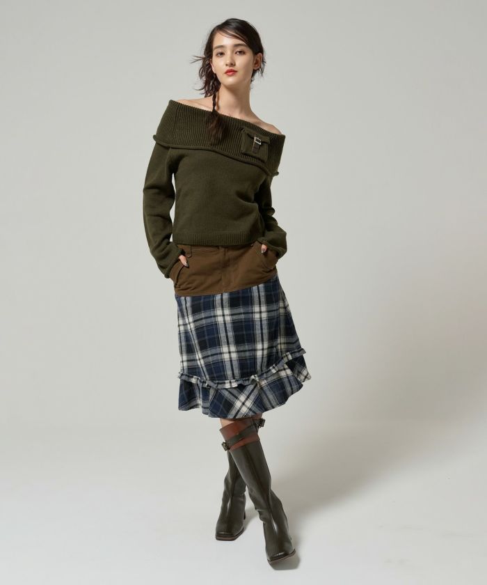 TINA: JOJUN ポケット付き オフショルニット tinajojunポケット付きオフショルニット - メルカリ