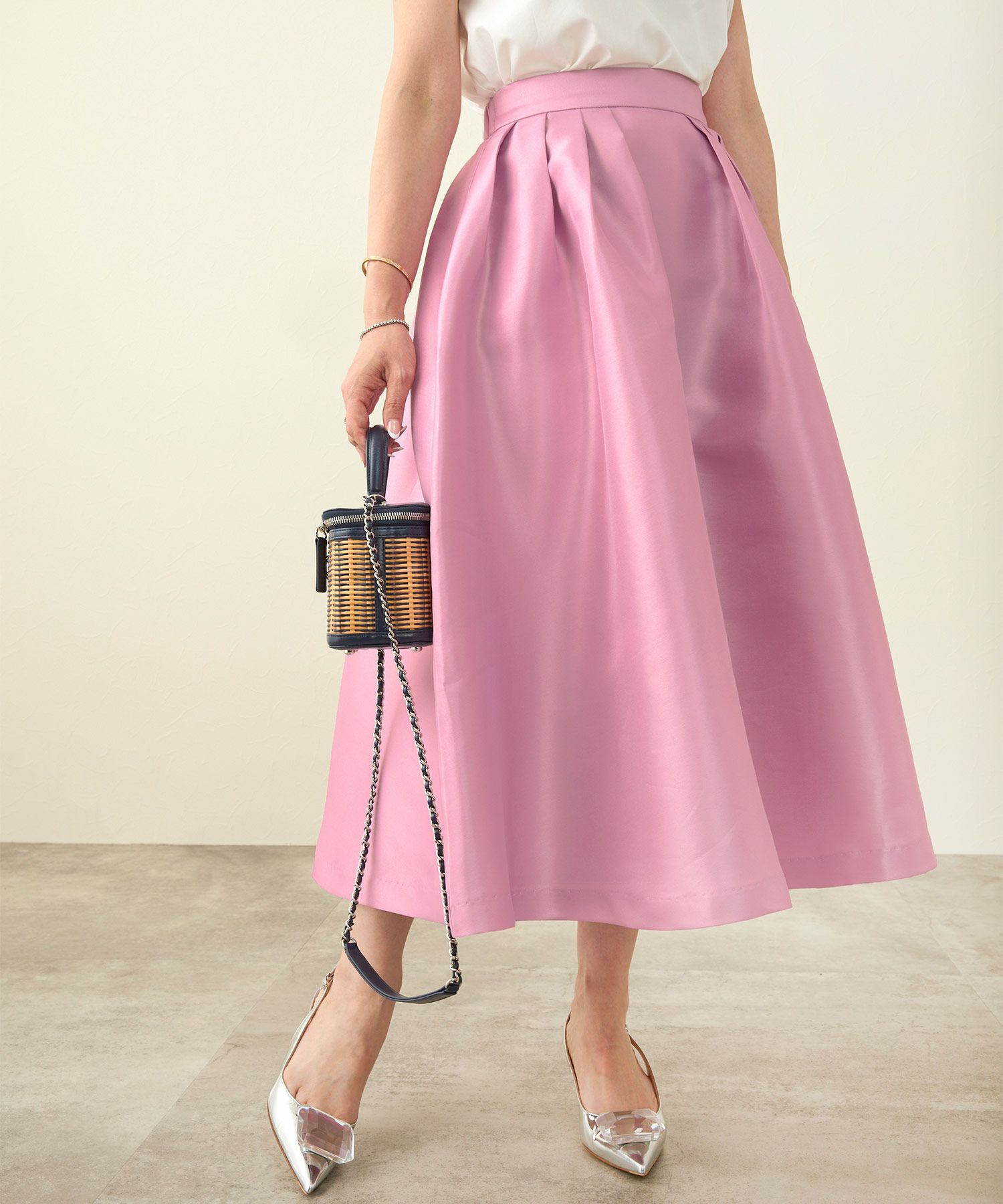 サテン ふんわり フレア スカート Liala×PG 全3色｜lpg621-1944【1  