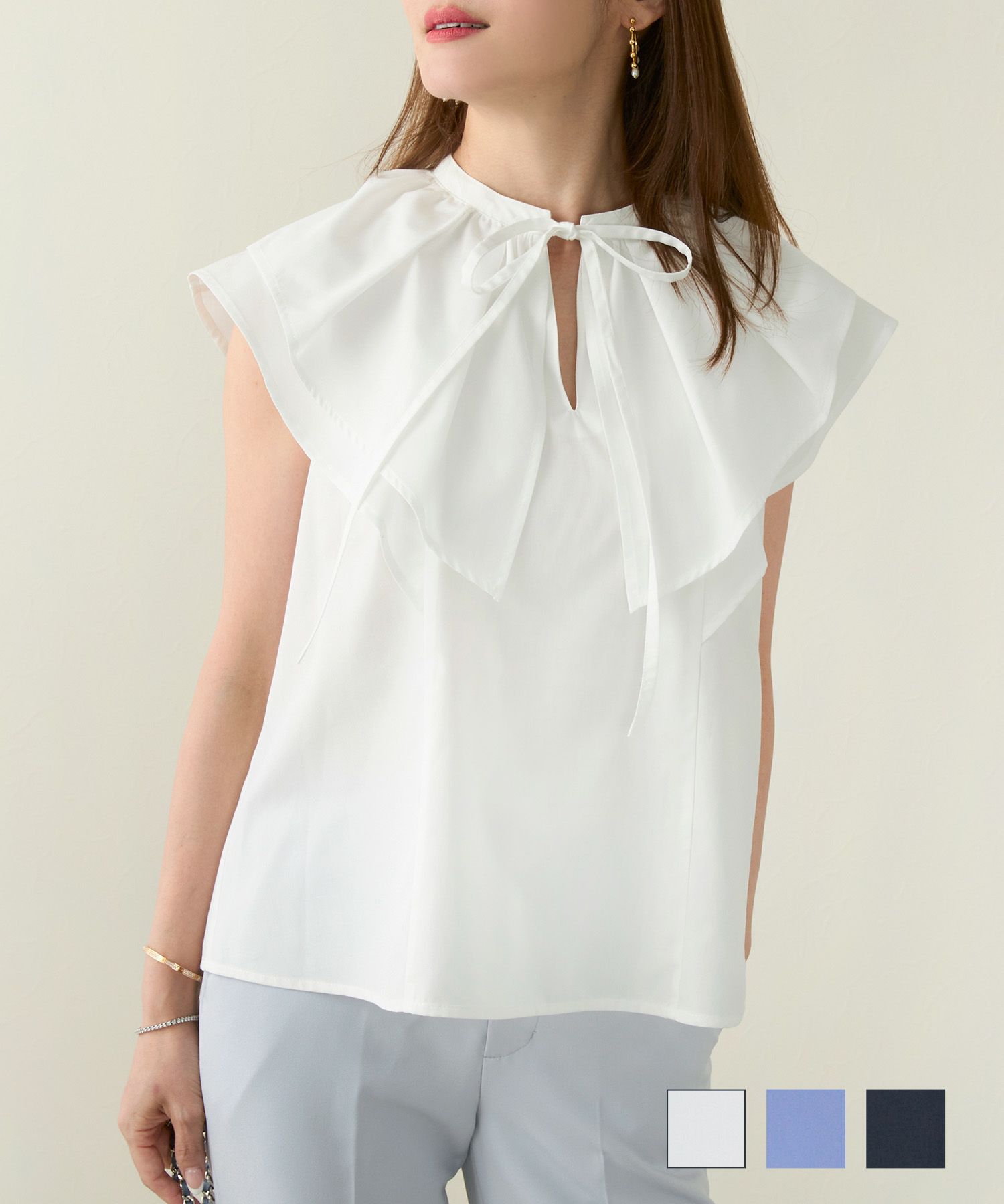 フリル 襟 リボン付き ブラウス Liala×PG