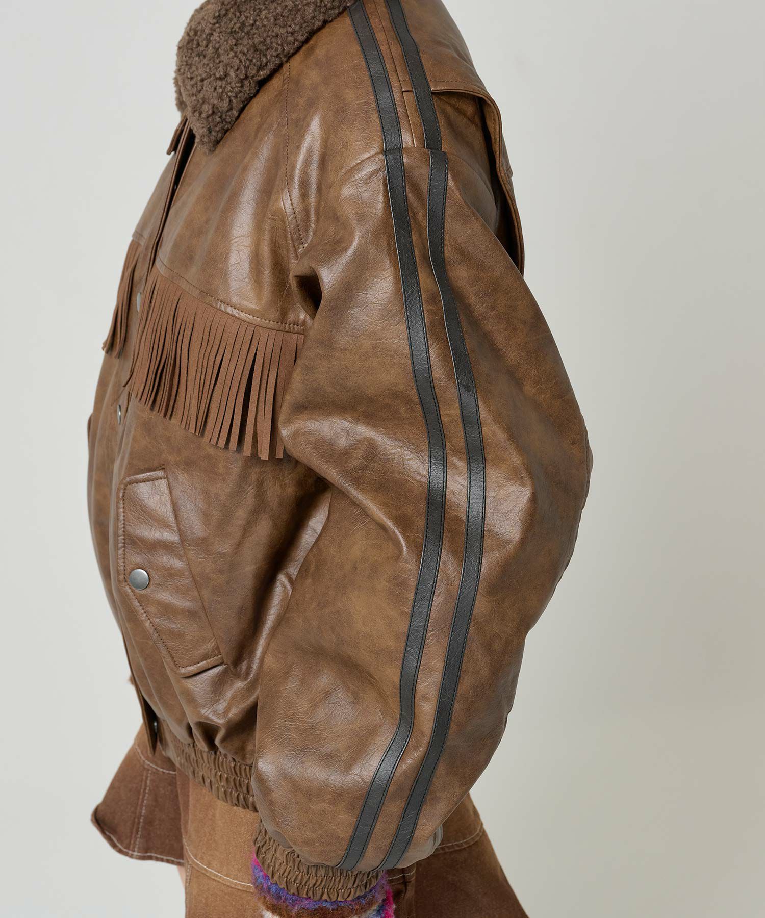 フェイクレザー ボンバージャケット TINA：JOJUN 全2色｜tnj141-0887  