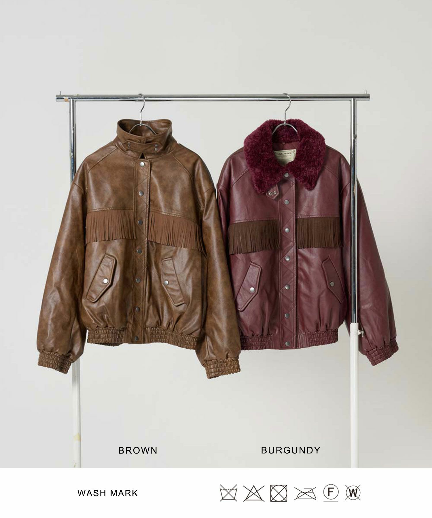 フェイクレザー ボンバージャケット TINA：JOJUN 全2色｜tnj141-0887  