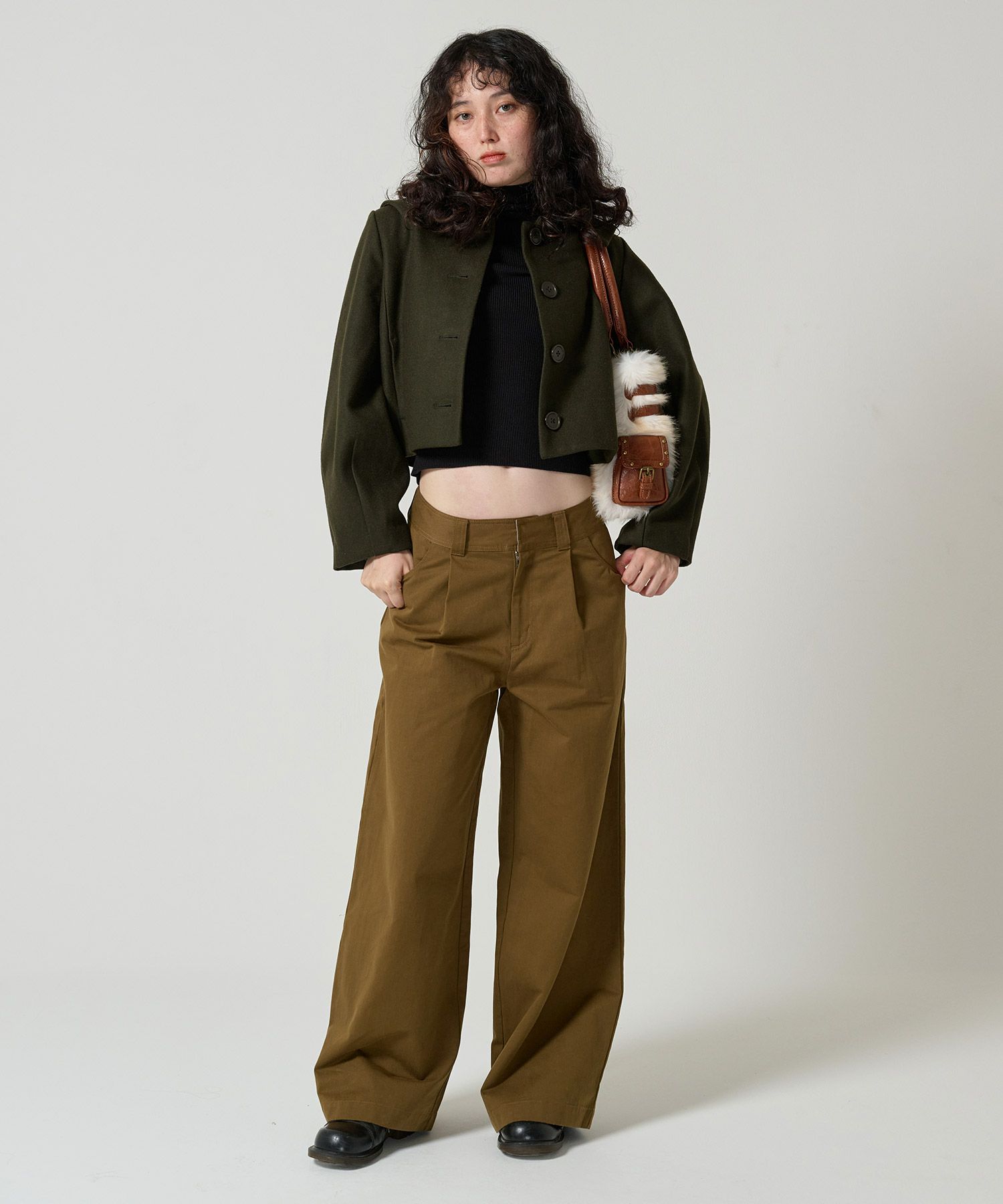 ヴィンテージライク フェイクファーハンドバッグ TINA：JOJUN 全2色  