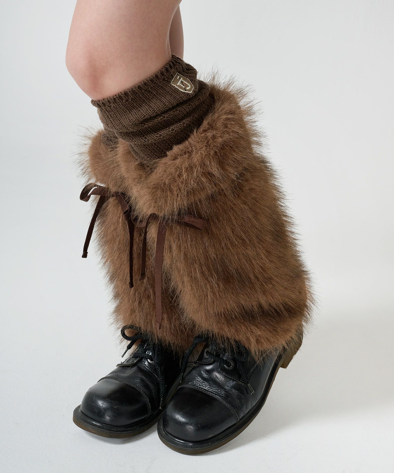 フェイクファーレッグウォーマー裏地付き ふさわしかっ 