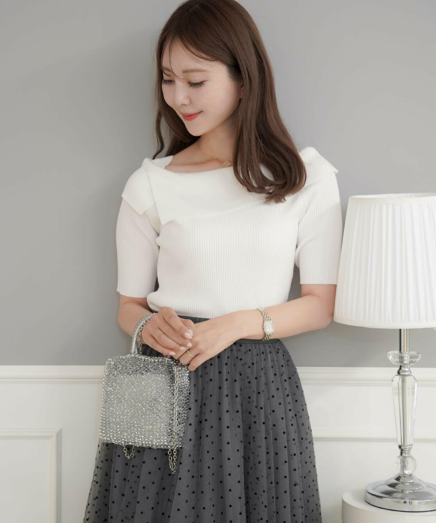 バイカラー アシメ襟 ニット le reve vaniller 全3色 ｜lvn431-1906【1